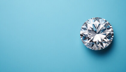 Sparkling diamond on a vibrant blue background, showcasing brilliance and elegance in a minimalist setting.