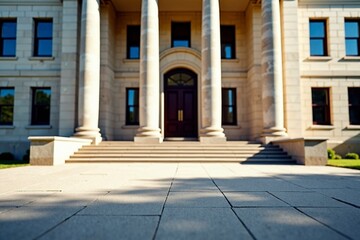 Fototapeta premium Courthouse building exterior with classical architecture, symbolizing justice and order in society. Timeless design reflecting the importance of legal systems and civic responsibility.