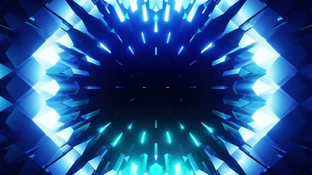 Blue crystall mirrored kaleidoscope VJ loop background