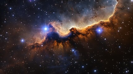 Fototapeta premium The spiral arms of a galactic nebula wrapping around bright starlight in a majestic celestial scene