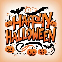A Poster For Happy Halloween With Ghost Faces And Bats