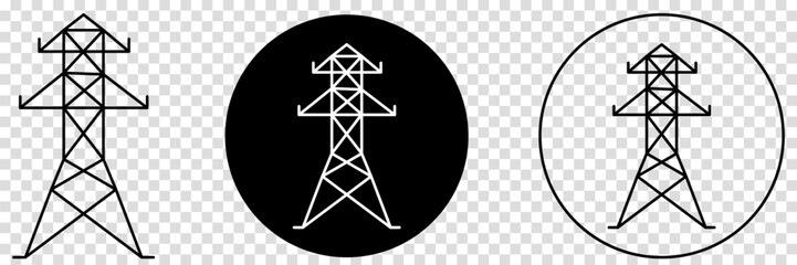 Electricity tower vector icon set. Electricity electric tower symbols