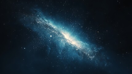 Fototapeta premium A distant nebula glowing softly in shades of aquamarine with a star cluster at its heart