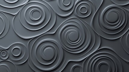 A gray background with swirling, circular lines.