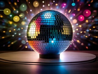 Obraz premium disco ball with disco lights,Ai generated 