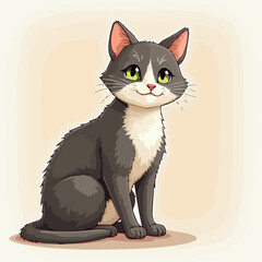 vector illustration of a cute gray kitten