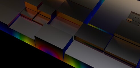 Fototapeta premium Abstract 3D Cubes with Rainbow Light