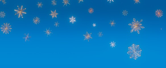 Sparkling Snowflakes on a Blue Sky