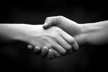 Black & White Image of Firm Handshake - Symbolizing Trust and Collaboration