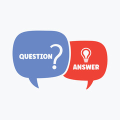 Speech Bubbles with Bulb Lamp and Question Mark Vector Clipart.