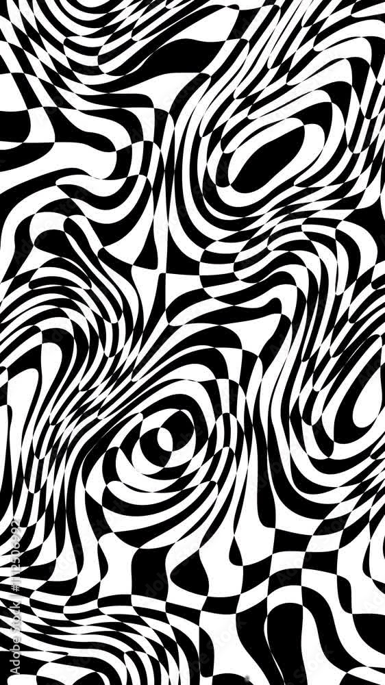 Leinwandbilder black and white checker pattern, checkered chessboard, grid and mesh distortion 3d texture, race fla