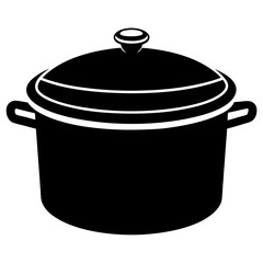 Cooking pot silhouette vector white background
