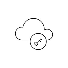 Outline icon Cloud with key, for keywords