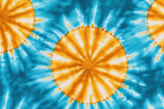 Abstract tie dye multicolor fabric cloth Boho pattern texture for background or groovy wedding card, sale flyer, 60s, 70s poster, kid tie-dye diy backdrop