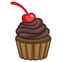 Delicious chocolate cupcake with cherry