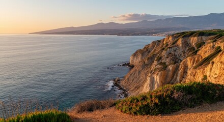 Coastal Sunset Cliffs and Ocean View