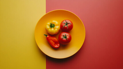 tomato and salad, vegetables on a plate, tomato and cucumber