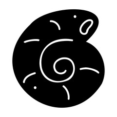 Cute seashell in black and white colors. Doodle clip art for your projects.
