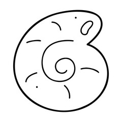 Cute seashell in white and black. Doodle clip art for your projects.