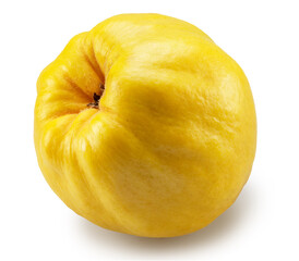 Bottom view of ripe apple quince on white background. File contains clipping path.