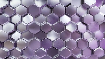 Naklejka premium 3D helix hexagon pattern with shades of lavender and silver, creating a luxurious wallpaper with a soft reflective finish, adding depth and movement