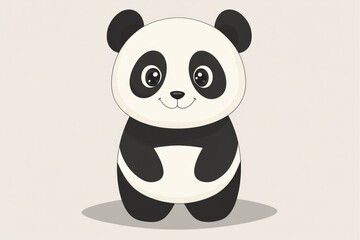Fototapeta premium A close-up of a black and white panda bear sitting down, with a calm expression