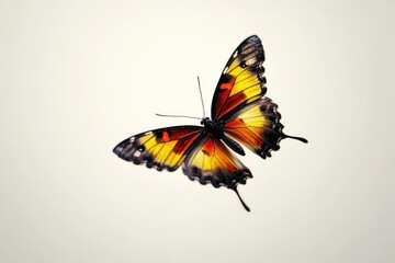 Obraz premium A butterfly soaring through the air with its colorful wings spread wide