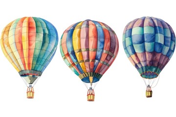 Obraz premium Three vibrant hot air balloons soaring through the sky, with no strings attached