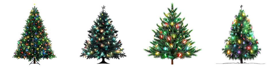 Christmas tree lights, festive decoration, on transparent PNG file
