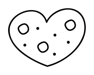 A simple heart with circles and spots inside. Clip art hand draw illustration.