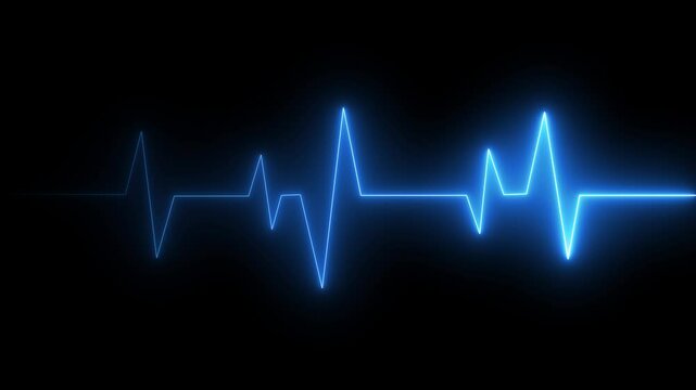 Glowing Heartbeat line icon animation. Electrocardiogram shows heart beat lines. Cardiogram, neon heart pulse animation. ECG Cardiogram Oscilloscope. Heartbeat line showing.
