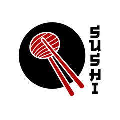 Sushi logo vector illustration template simple icon of Japanese traditional fresh seafood in circle