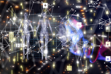 digital medical futuristic interface 3D rendering