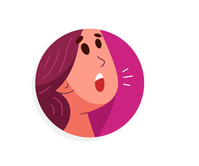 Young person talking online from a speech bubble, vector illustration of a conversation with accent on one-person trainer or mentor, online dialog, video speaker, social media commentator.