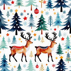 Nordic Reindeer Christmas Tree: A Magical Wonderland of Cozy Lighting and Whimsical Watercolor Illustrations