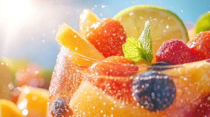 Refreshing Sangria with Fresh Fruits in a Summer Setting