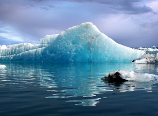 large floating iceberg in arctic sea regions