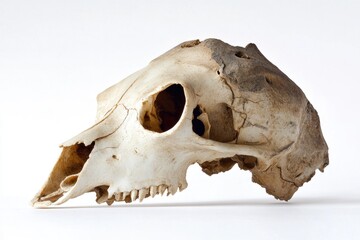 Fototapeta premium Close-up of a skull on a white surface