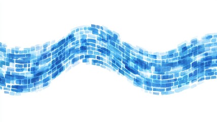 Fototapeta premium Illustration of Water Flow Representing Data Leakage with Blue Mosaic Effect