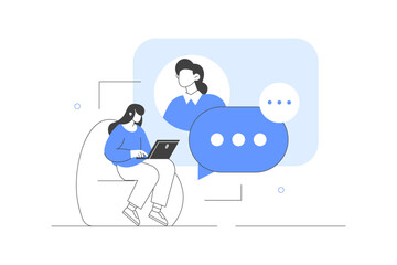 Communication and marketing. Social media, sending ad messages. Texting. Chat smartphone, Sms on mobile phone screen. Flat Cartoon Vector Illustration, icon. Stylish abstract