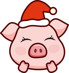 Cartoon Piglet Christmas Doodle