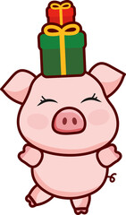 Cartoon Piglet Christmas Doodle