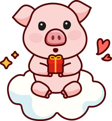 Cartoon Piglet Christmas Doodle