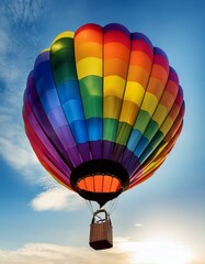 Fototapeta premium lgbt Multicoloured balloon flying summers day cloudy background 