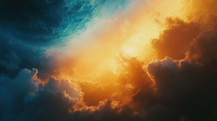 A spectacular view of Earth's horizon glowing as the sunrise colors the atmosphere with vibrant golden and blue hues