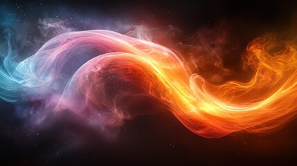 Colorful Abstract Light Waves Flowing in Elegant Patterns Against a Dark Background