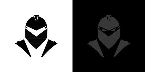 Spartan knight helmet logo vector black design