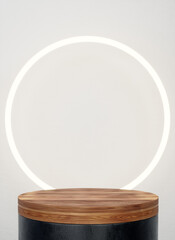 Fashion product background and stand black podium display with blank backdrops.