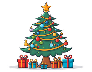 Decorated christmas tree with gifts