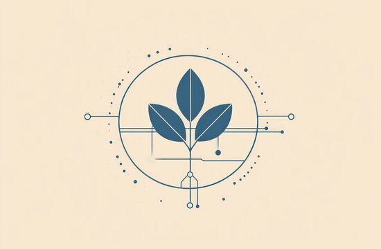 recommend clip art: Minimalist plant sprout in tech circle.